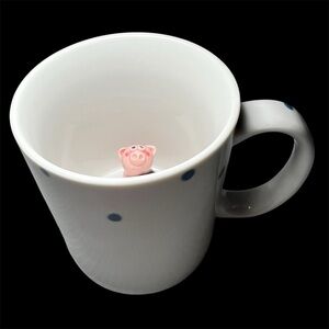 Short Subjects Polka Dot Surprise Mug 3D Pink PIG Inside Peek a Boo Cup 12oz